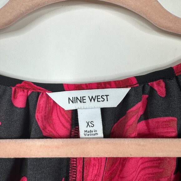 2/$30 NWT Nine West Blouson V-Neck Blouse Breezy Floral Red XS #A0515 TRB3 - Picture 5 of 8